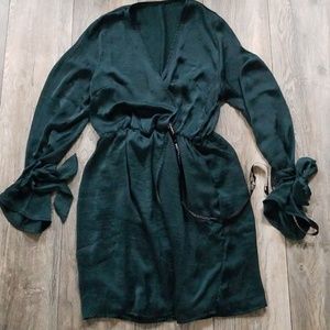 Satin wrap mini dress